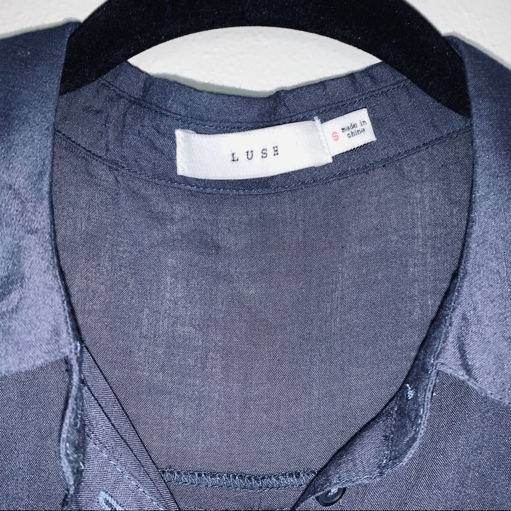 Lush | Tunic Button Down Collared Sleeveless Blue… - image 4